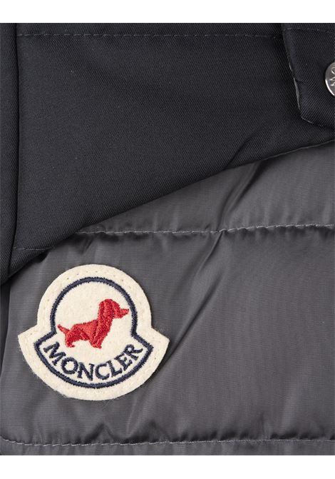 MONCLER Gilet Imbottito Per Cani In Blu e Grigio Con Motivo Logo - MONCLER Online