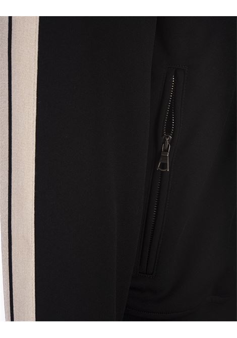 PALM ANGELS Giacca Sportiva Nera Con Logo e Bande a Contrasto - PALM ANGELS Saldi Di Fabbrica