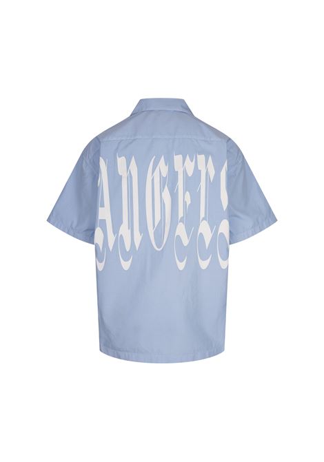 PALM ANGELS Camicia Oversize Logo Gothic Azzurra - PALM ANGELS Vendite Flash