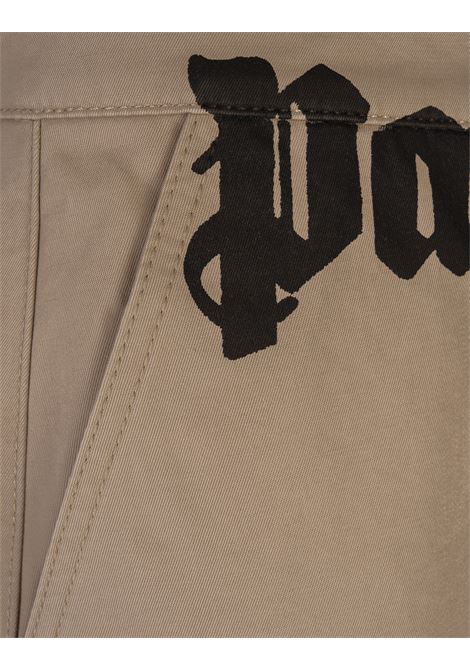 PALM ANGELS Pantaloni Chino Beige Con Logo - PALM ANGELS Prezzo di fabbrica