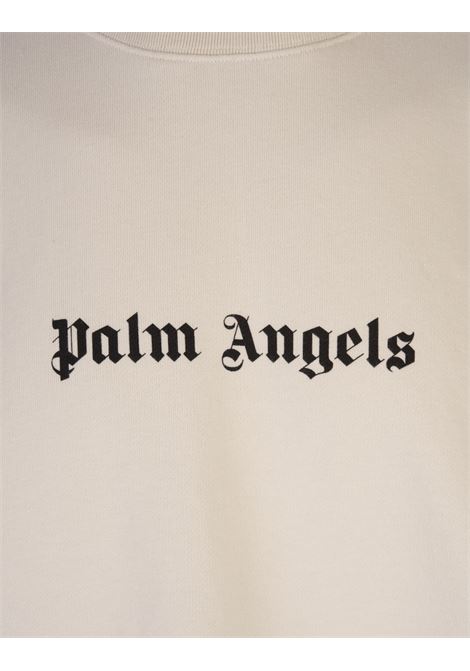 PALM ANGELS Felpa Girocollo Bianca Con Logo a Contrasto - PALM ANGELS Grande vendita