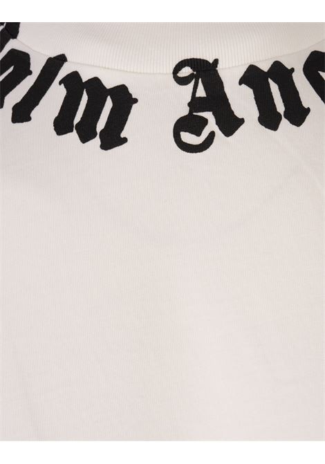 PALM ANGELS T-Shirt Bianca Con Logo Sullo Scollo - PALM ANGELS Offerta San Valentino