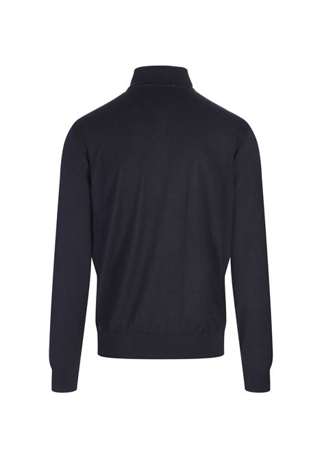 BOSS Maglione Regular Fit Stile Polo Blu Scuro In Seta Lana e Cashmere - BOSS Offerta temporanea