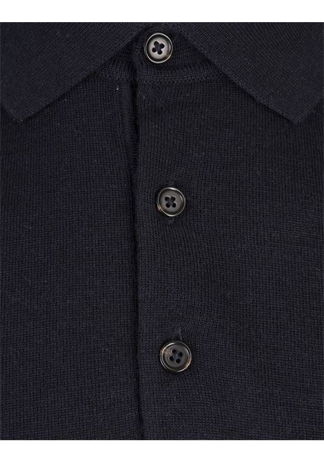 BOSS Maglione Regular Fit Stile Polo Blu Scuro In Seta Lana e Cashmere - BOSS Offerta temporanea