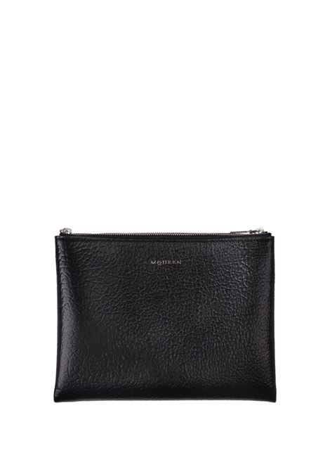 ALEXANDER MCQUEEN Pochette In Pelle Martellata Nera Con Logo - ALEXANDER MCQUEEN Ultimi due giorni