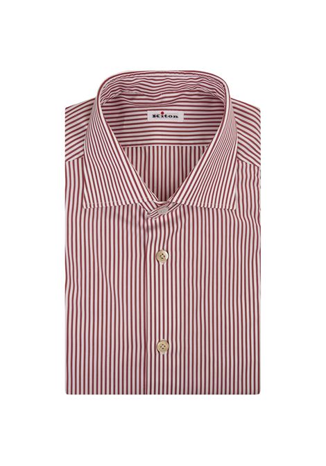 KITON Camicia In Popeline a Righe Bianche e Rosse - KITON 2025