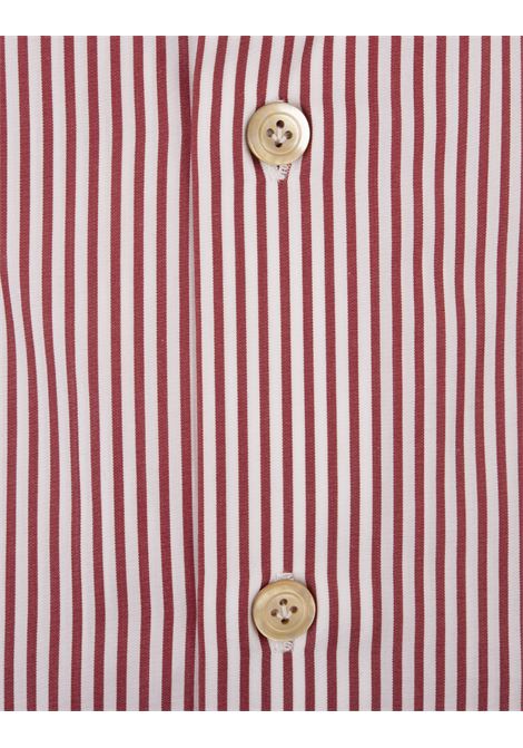 KITON Camicia In Popeline a Righe Bianche e Rosse - KITON 2025
