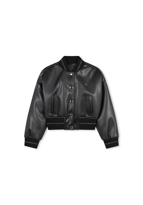 GIVENCHY KIDS Bomber In Similpelle Nera Con Logo In Lurex - GIVENCHY KIDS In Linea