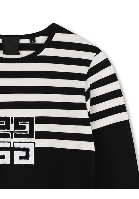GIVENCHY KIDS T-Shirt a Maniche Lunghe Nera Con Motivo 4G e Motivo a Righe - GIVENCHY KIDS Qualità