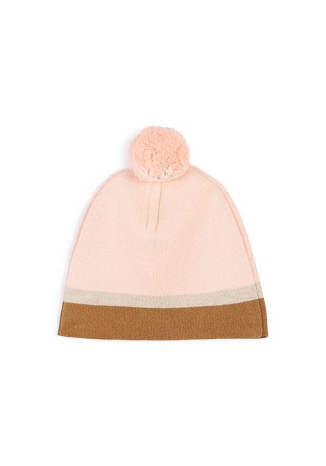 CHLOÉ KIDS Berretto In Maglia Washed Pink Con Logo e Pompon - CHLOÉ KIDS Consegna Veloce