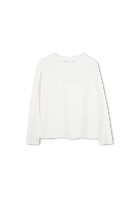 CHLOÉ KIDS T-Shirt a Maniche Lunghe Bianca Con Logo - CHLOÉ KIDS Convenienza
