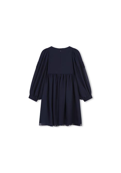 CHLOÉ KIDS Abito In Crepe Di Seta Blu Navy - CHLOÉ KIDS Sconto