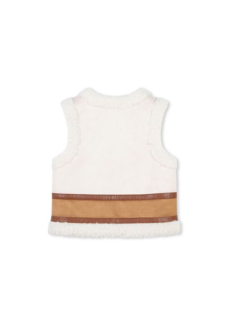 CHLOÉ KIDS Gilet Bianco e Chocolate Brown Con Effetto Shearling - CHLOÉ KIDS Economico