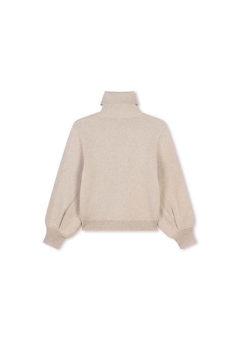 CHLOÉ KIDS Maglia a Collo Alto Beige Marl Con Ricami - CHLOÉ KIDS In Vendita