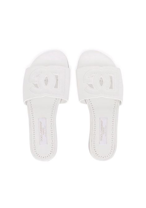DOLCE & GABBANA KIDS Slide In Pelle Bianca Con Logo DG - DOLCE & GABBANA KIDS Saldi