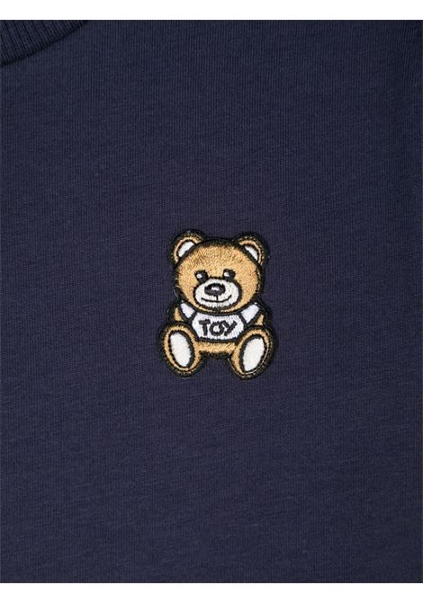 MOSCHINO KIDS T-Shirt Blu Con Patch Moschino Teddy Bear Sul Punto Cuore - MOSCHINO KIDS Vendita Economica