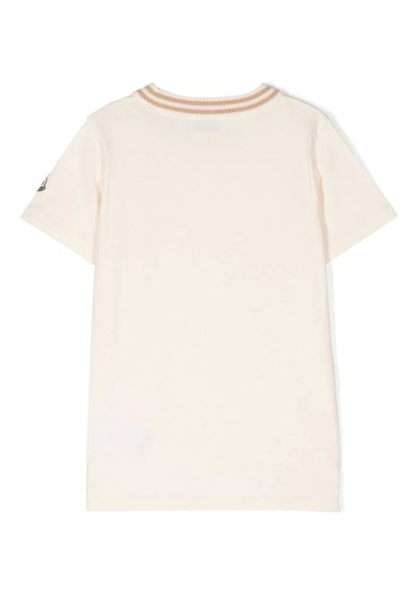 MONCLER ENFANT T-Shirt Bianca Con Logo Ricamato - MONCLER ENFANT Saldi Di Fabbrica