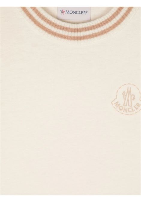MONCLER ENFANT T-Shirt Bianca Con Logo Ricamato - MONCLER ENFANT Saldi Di Fabbrica