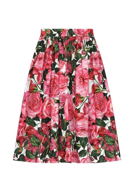 DOLCE & GABBANA KIDS Gonna Lunga Con Stampa Rose Rosa - DOLCE & GABBANA KIDS In Saldo