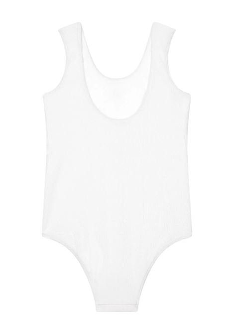 DOLCE & GABBANA KIDS Costume Intero Bianco Con Logo DG In Metallo - DOLCE & GABBANA KIDS Moda