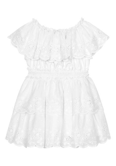 DOLCE & GABBANA KIDS Abito Bianco In Pizzo Sangallo Con Balze - DOLCE & GABBANA KIDS Sconto di tempo limitato