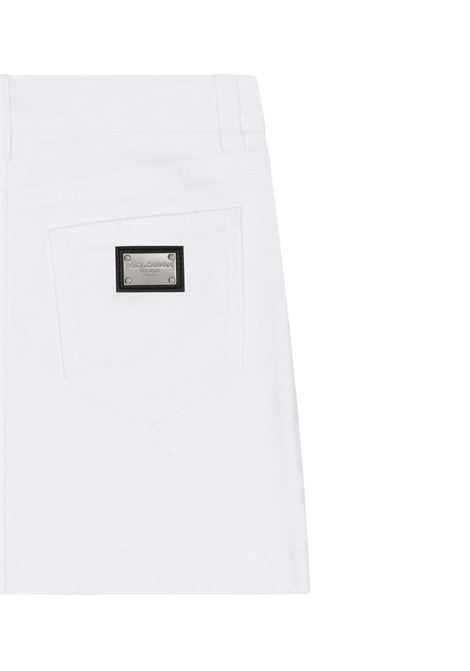 DOLCE & GABBANA KIDS Gonna In Denim Bianco Con Strappi - DOLCE & GABBANA KIDS Prezzo di fabbrica