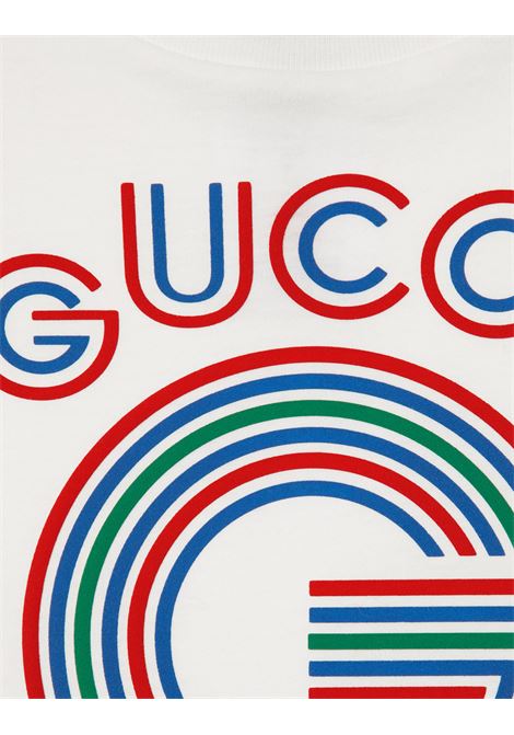 GUCCI KIDS T-Shirt Bianca Con Stampa Gucci G - GUCCI KIDS Grande vendita