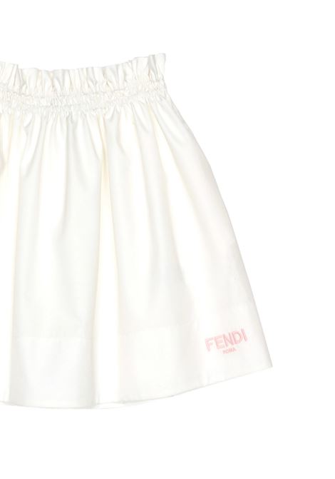 FENDI KIDS Gonna Svasata Bianca Con Logo Rosa - FENDI KIDS Flash Sale