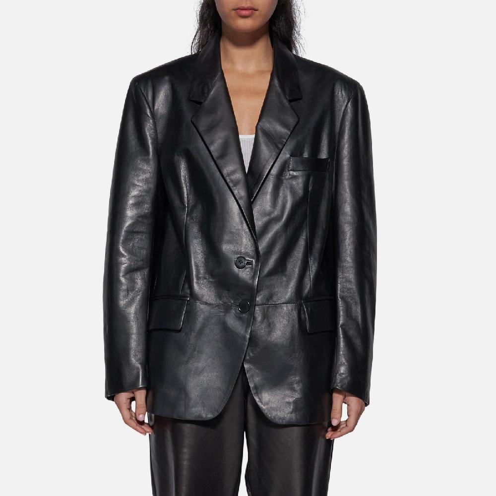 Salvatore Santoro BLAZER IN PELLE - BLACK Vendita Calda