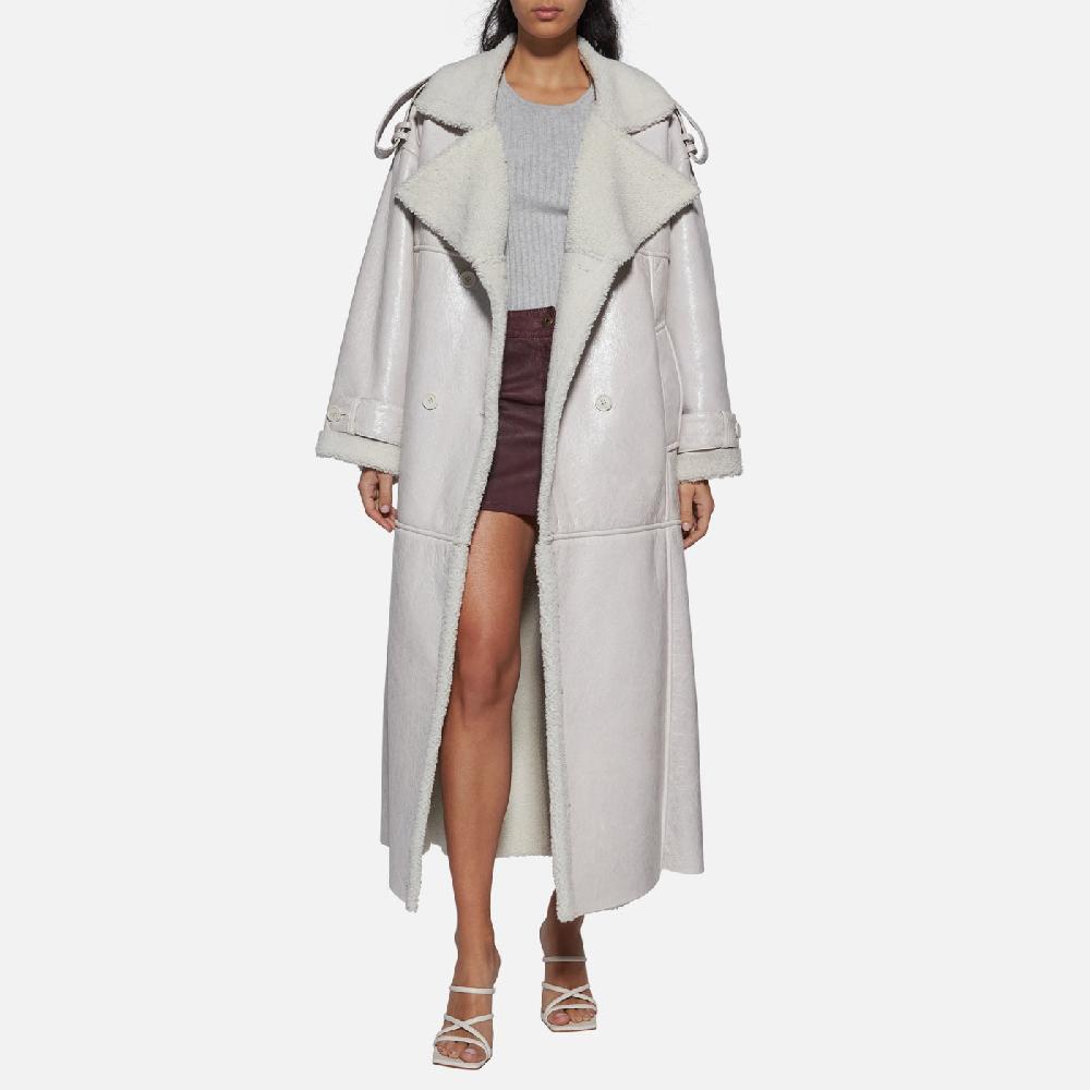 Salvatore Santoro CAPPOTTO DOPPIOPETTO IN SHEARLING - IVORY Consegna Veloce