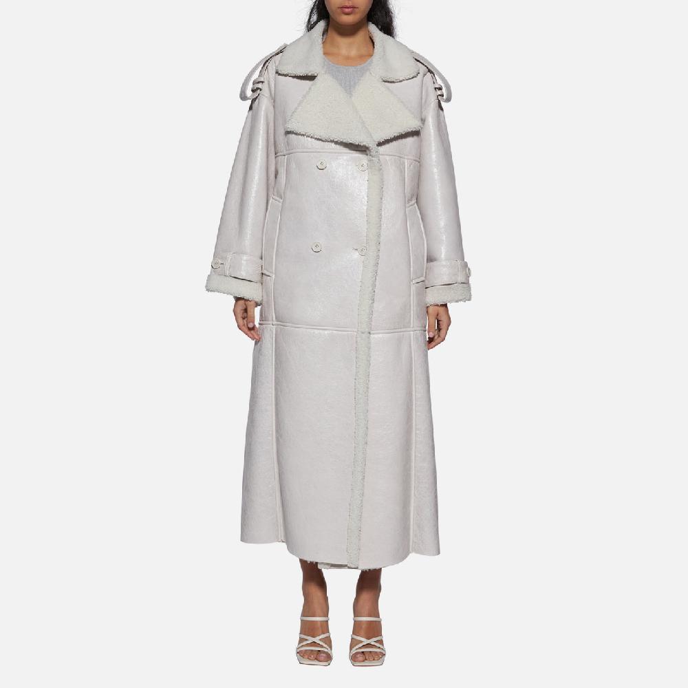 Salvatore Santoro CAPPOTTO DOPPIOPETTO IN SHEARLING - IVORY Consegna Veloce