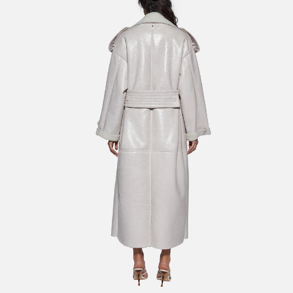 Salvatore Santoro CAPPOTTO DOPPIOPETTO IN SHEARLING - IVORY Consegna Veloce