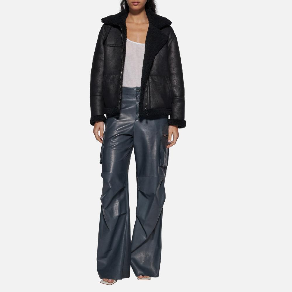 Salvatore Santoro PANTALONE IN PELLE - ASFALTO Sconto