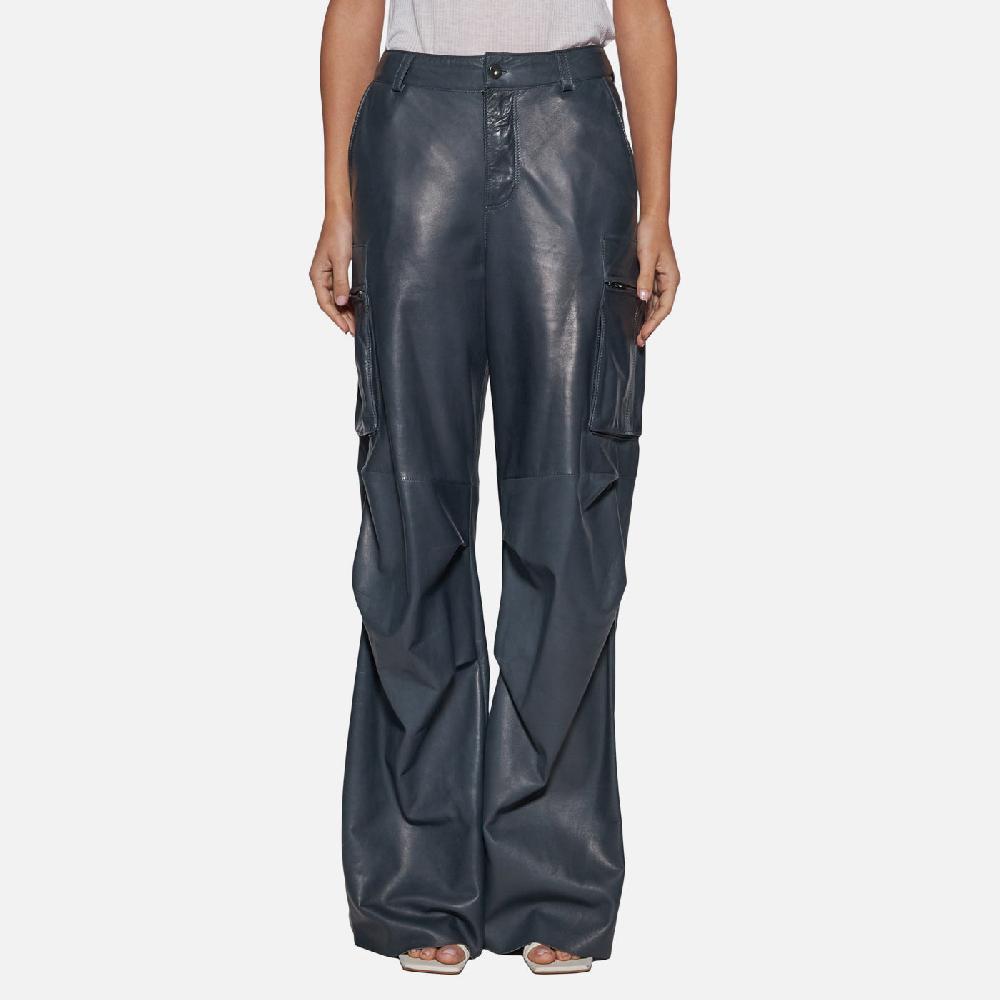 Salvatore Santoro PANTALONE IN PELLE - ASFALTO Sconto