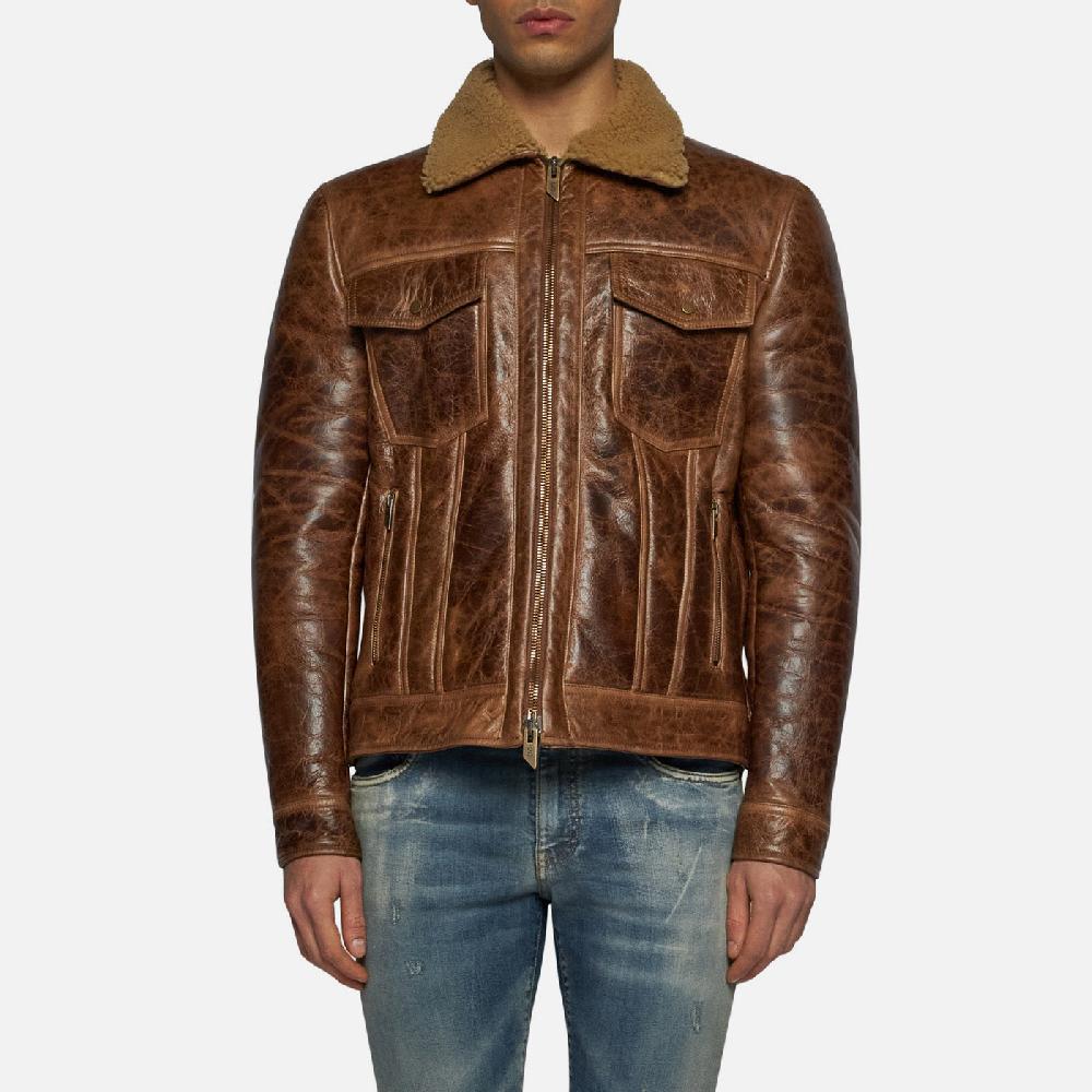 Salvatore Santoro GIACCA IN SHEARLING - COGNAC Esporta salva