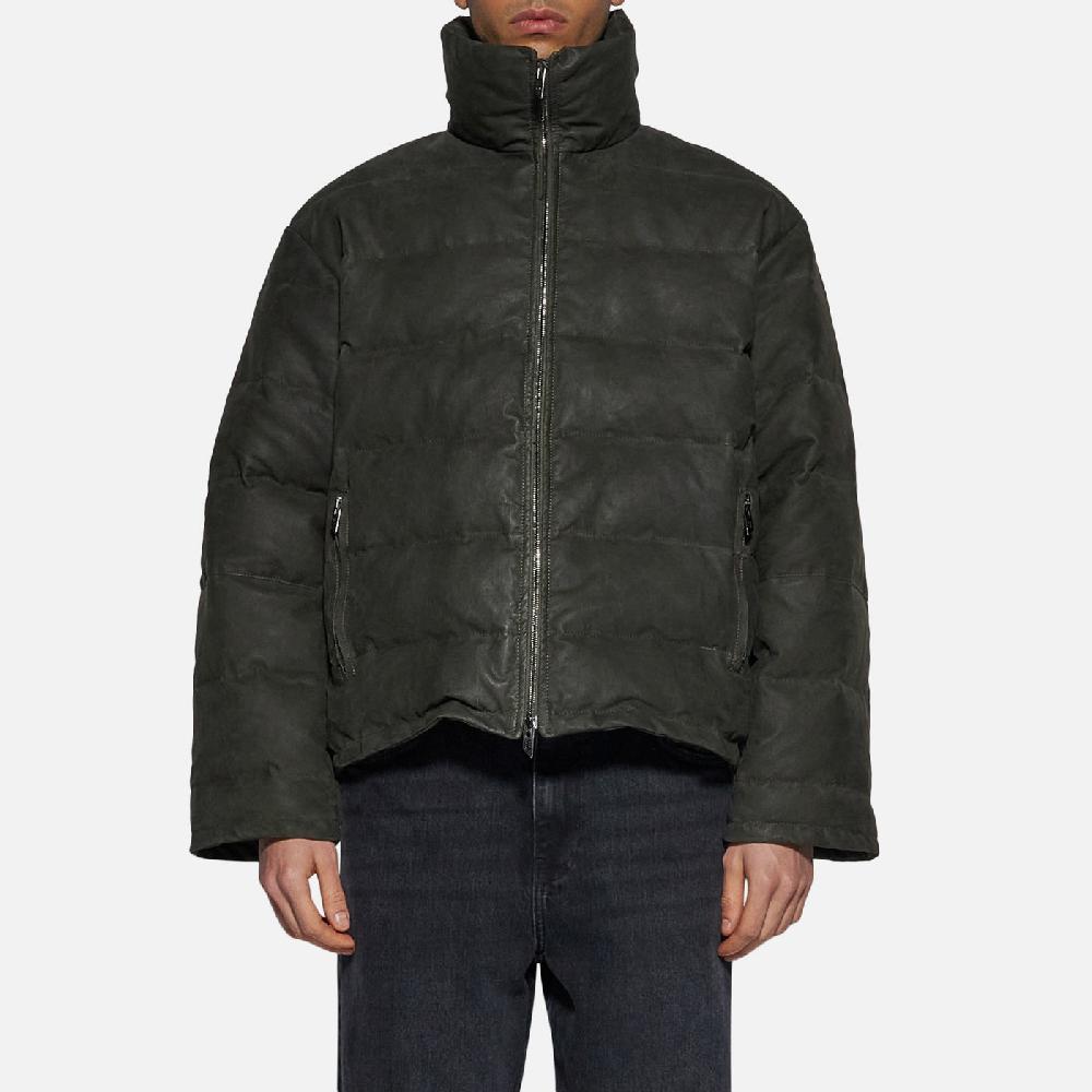 Salvatore Santoro PIUMINO IN PELLE - DARK GREEN Vendita Calda