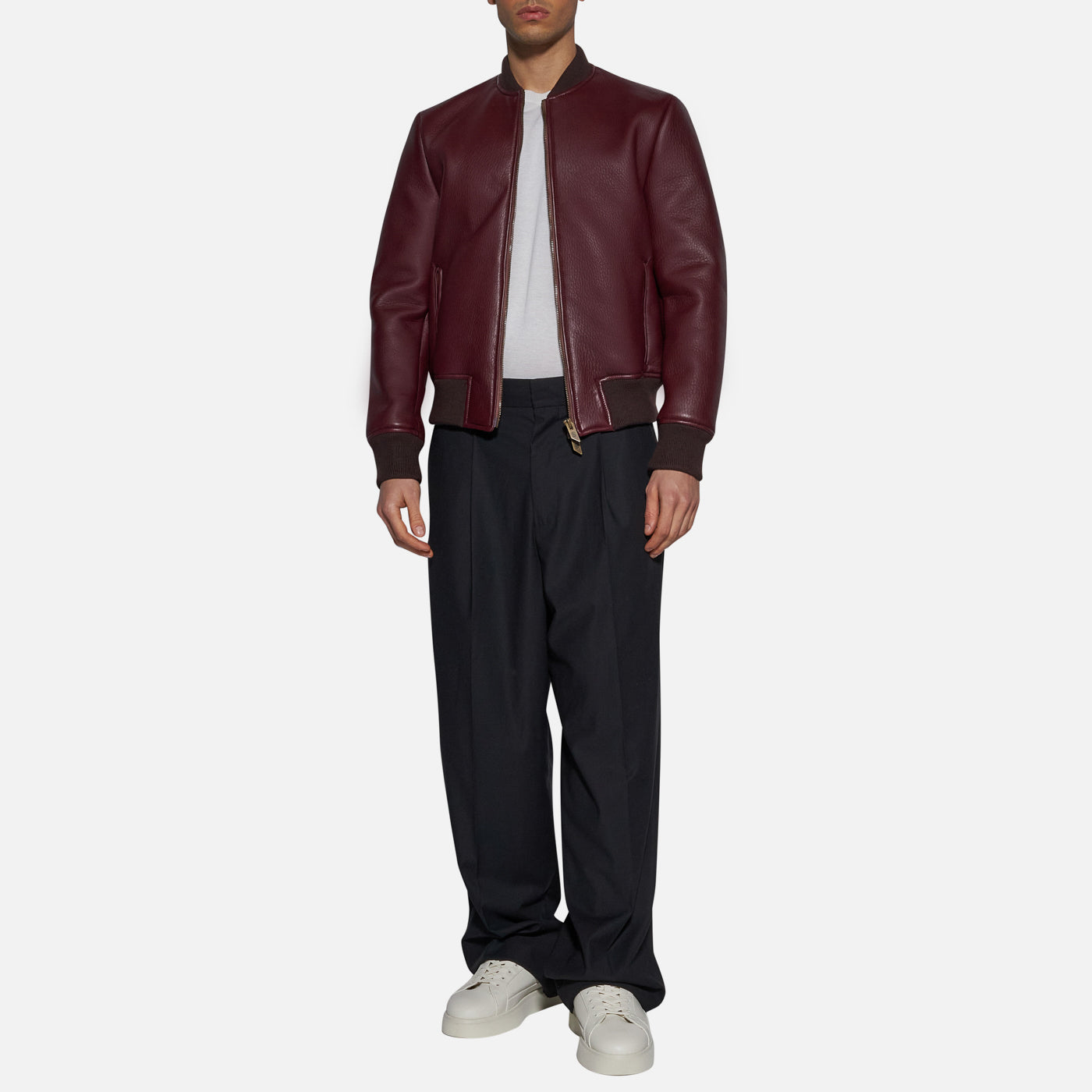 Salvatore Santoro BOMBER IN PELLE - BORDEAUX Vendita Economica
