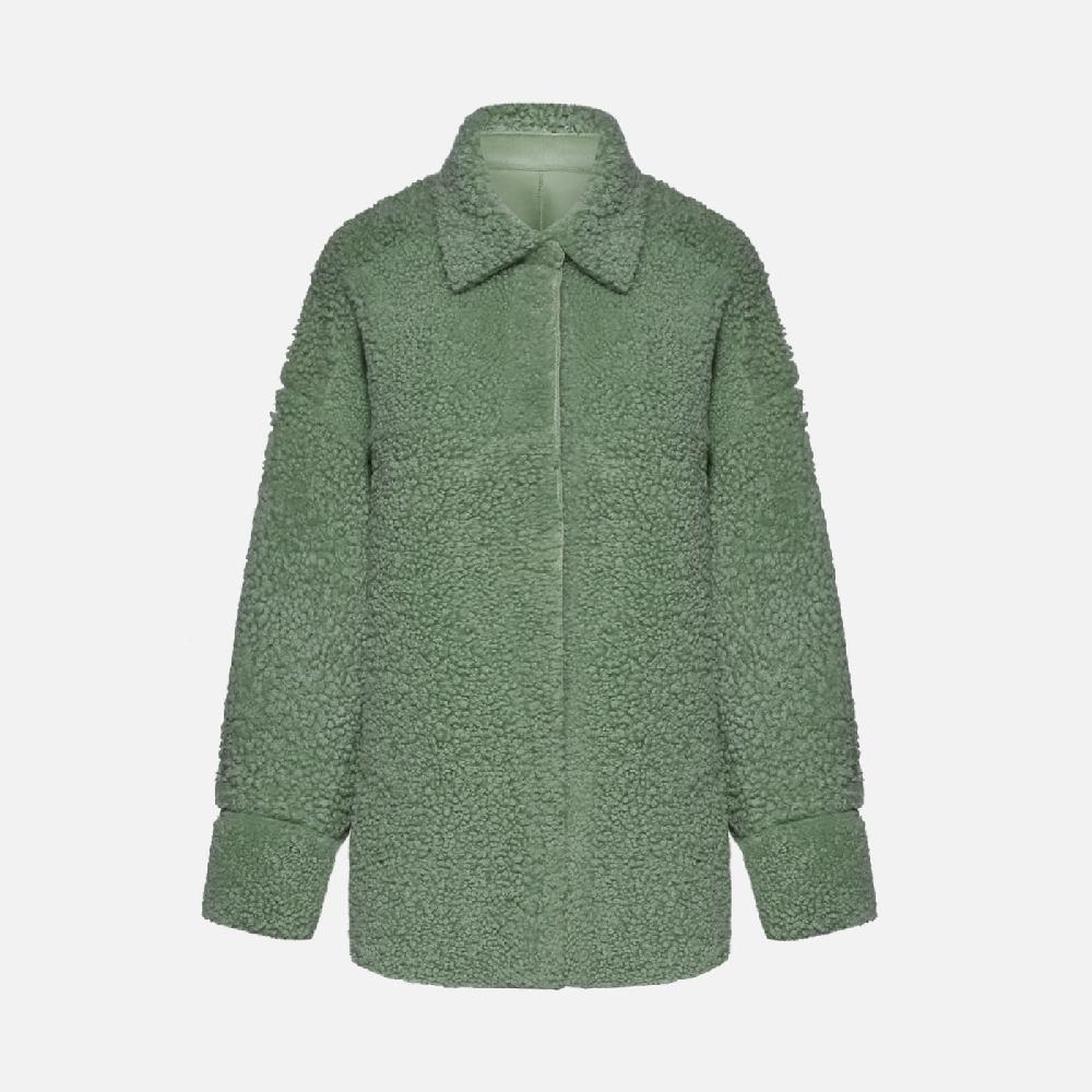 Salvatore Santoro CAMICIA IN SHEARLING - LIGHT GREEN Vendita Calda