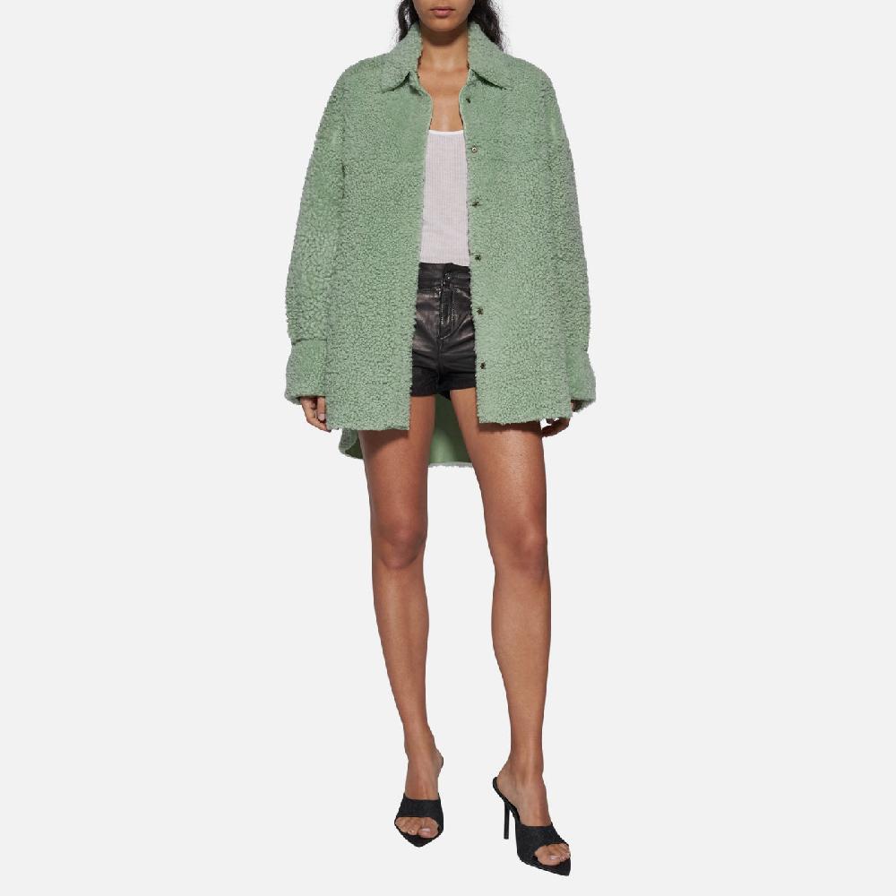 Salvatore Santoro CAMICIA IN SHEARLING - LIGHT GREEN Vendita Calda
