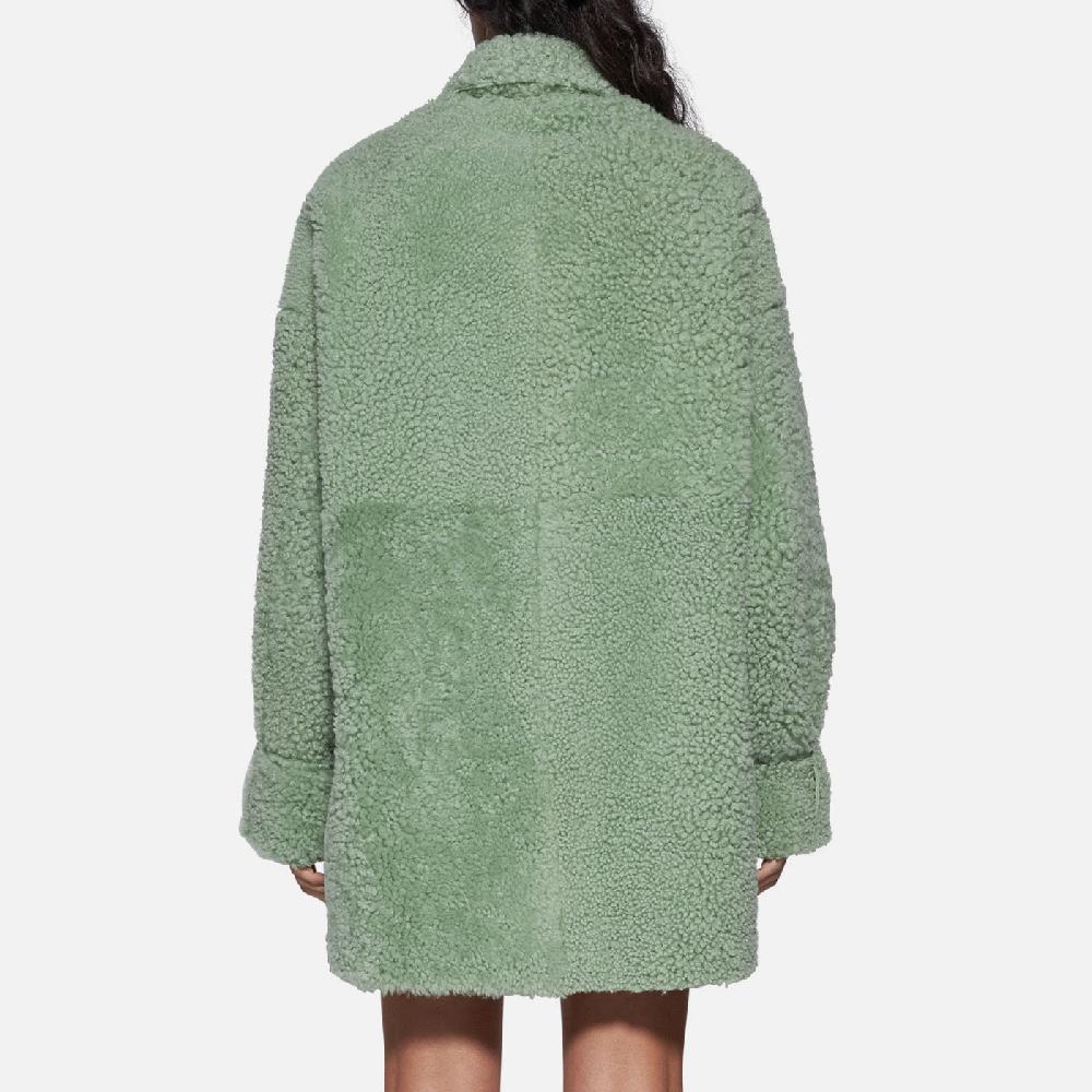 Salvatore Santoro CAMICIA IN SHEARLING - LIGHT GREEN Vendita Calda
