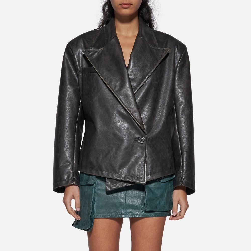 Salvatore Santoro BLAZER IN PELLE - BLACK Vendite Flash