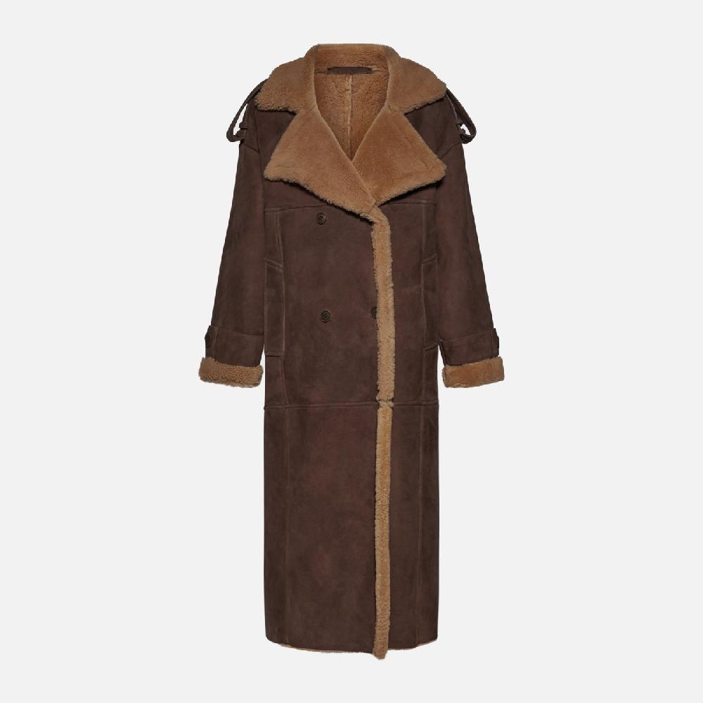 Salvatore Santoro CAPPOTTO DOPPIOPETTO IN SHEARLING - BROWN Nuova