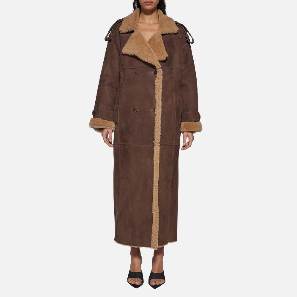 Salvatore Santoro CAPPOTTO DOPPIOPETTO IN SHEARLING - BROWN Nuova