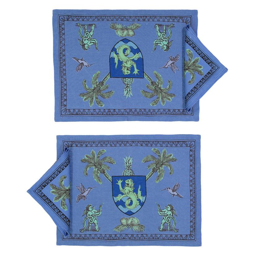 Sans Tabù Tovagliette Americane Blu in lino grezzo & 2 tovaglioli - Pop of Arms Offerte