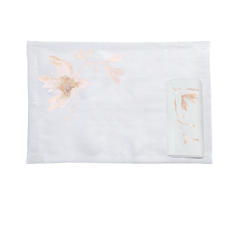 Sans Tabù Tovagliette Americane in lino grezzo & 2 tovaglioli - Peach Blossom 2025
