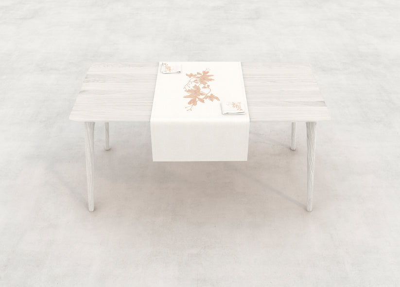 Sans Tabù Runner in lino grezzo ricamato & 2 tovaglioli - Peach Blossom Comprane uno, ottenene uno gratis