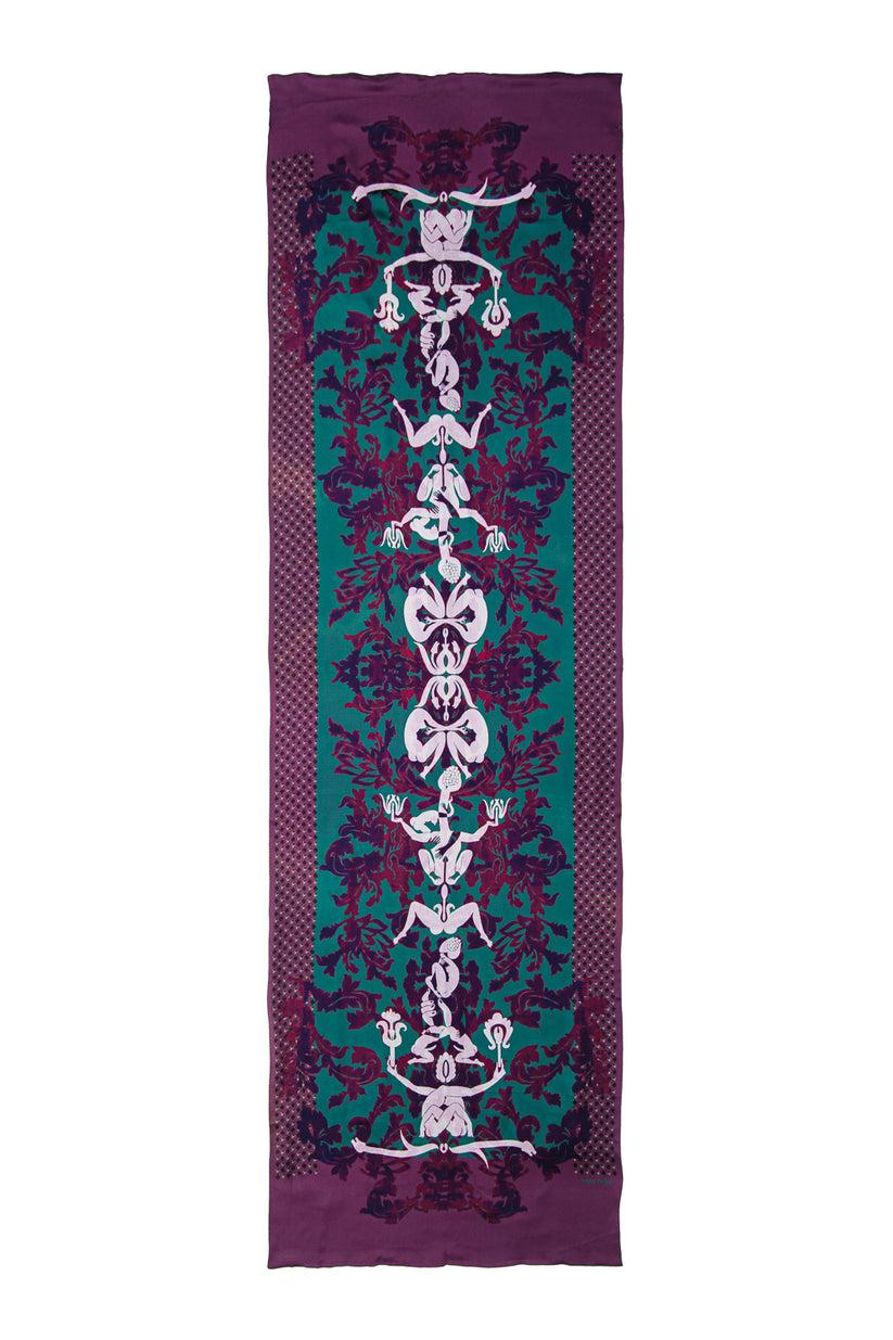 Sans Tabù Stola in pura seta double face “Totem” - Cobalt Qualità Garantita