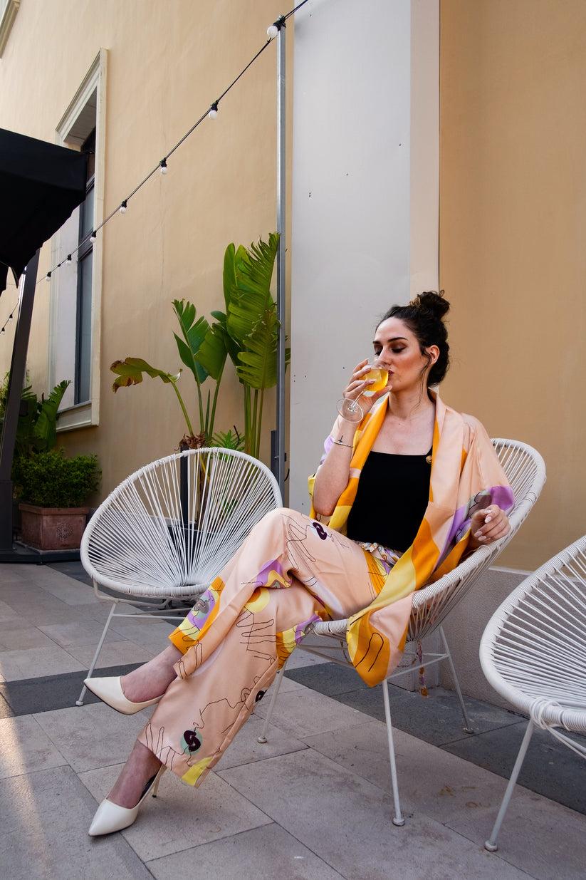 Sans Tabù Kimono corto pura seta manica lunga "Il bacio" – Nude Sottocosto