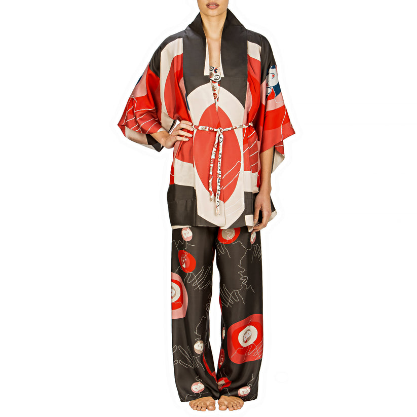 Sans Tabù Kimono corto pura seta manica lunga "Il bacio" – Steel Novità