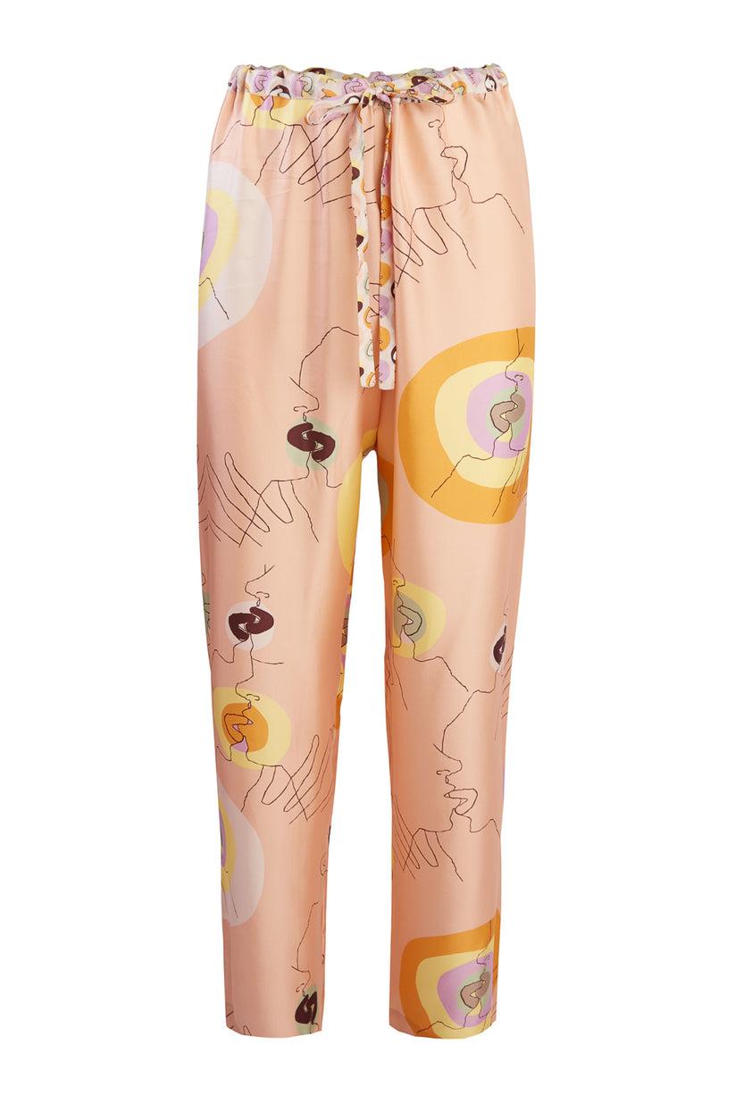 Sans Tabù Pantaloni lunghi in pura seta “Il Bacio Grande” - Nude Sconto